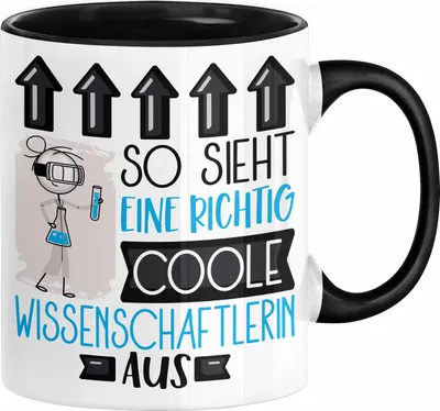 Produktbild von Wissenschaftlerin Geschenk Tasse Geschenkidee für Wissenschaftlerin Geburtstag Weihnachten Spruch So Sieht Eine Richtig Coole Wissenschaftlerin Aus Kaffee-Becher  (Schwarz)