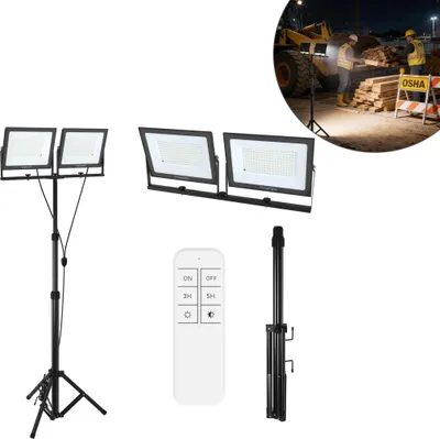 Obrázek produktu pro XMTECH 200W LED pracovní reflektor se stativem, studená bílá, IP66 vodotěsný, robustní venkovní reflektor pro staveniště a dílny