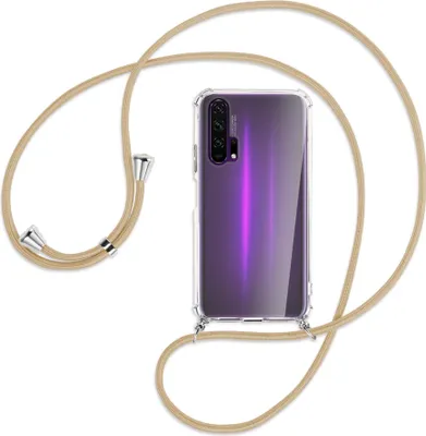 Produktbild von Handykette Backcover-Schutzhülle mit Band (Metall silberfarben) für Honor 20 Pro - caramel