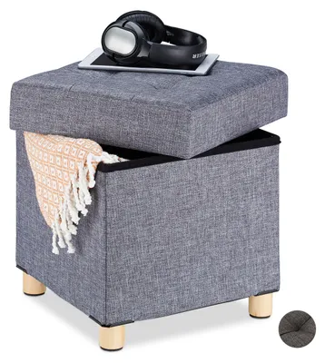 Image de Pouf Relaxdays avec espace de rangement, rembourrage moelleux, matelassé, revêtement en tissu, pouf cube, H x l x P : 40 x 38 x 38 cm, gris, Image générée par une IA
