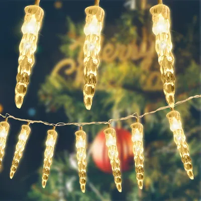 Produktbild von Peviasot 40 LED Eisregen Lichterkette, LED Eiszapfen Lichtervorhang, Gartenleuchten Weihnachten Warmweiß