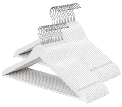 Produktbild von SONGMICS Holzkleiderbügel 50 Stück, Platzsparende Anzugbügel aus Birkenholz, 43 x 0,8 x 21 cm, Weiß