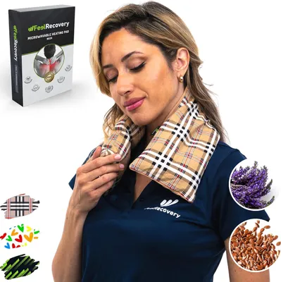 Productafbeelding van Pittenzak nekwarmer 60x15 cm, katoenen hoes, lavendelgeur, voor nek