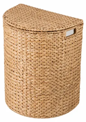 Image de CALICOSY - Panier à linge demi-lune en jacinthe d'eau avec couvercle L45 cm - NILA