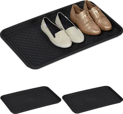 Abtropfboden für Schuhe, 3er-Set, 60x40 cm, Kunststoff, schwarz