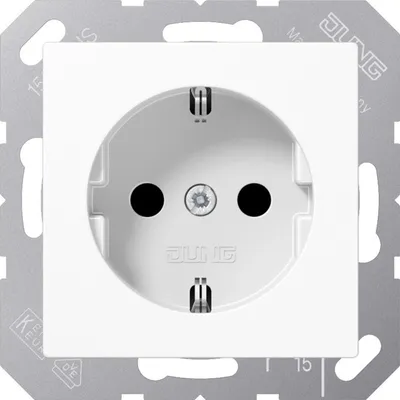 Produktbild von Jung SCHUKO®-Steckdose, 16 A, 250 V, Safety Plus, Duroplast, Serie AS/A, alpinweiß, 1 Stk.