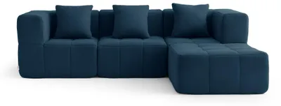 Obrázok produktu pre MILYSOFA SOFABULOUS – trojsedačková rohová pohovka s chaiselongom, jemná bouclé látka, tmavomodrá