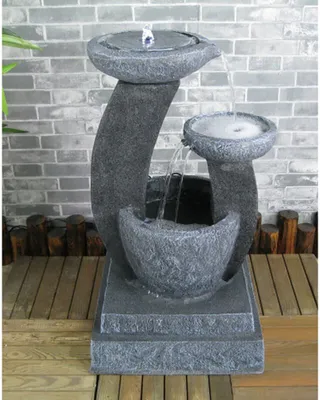 Produktbild von Solarspringbrunnen Solarbrunnen Cascade Garten Brunnen Kaskade Komplettset für Garten und Terrasse Tag und Nacht mit ext. Solaranlage u. Netzladeteil