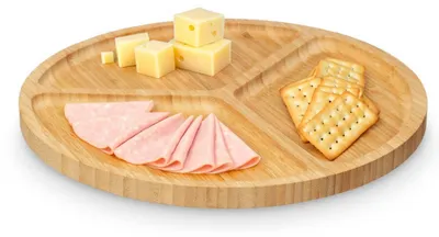 Image de KINVARA | Plat de service - Plateau - 30 cm - Bambou - Assiette en bambou - Avec compartiments