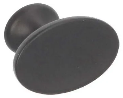 Obrázek produktu pro Kovová úchytka na nábytek, materiál zamak. Průměr 42 mm x 27 mm. Matný černý lak. Sada 25 kusů