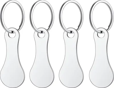 Produktbild von 4 Stück Einkaufswagenlöser Abziehbar Einkaufswagenchip,Edelstahl Einkaufschip Schlüsselanhänger mit Schlüsselring für Einkaufswagen Öffnen