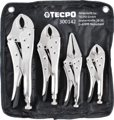 Produktbild von Gripzangen-Satz 4-teilig aus Spezialstahl, robust, hohe Klemmkraft, mit Tasche