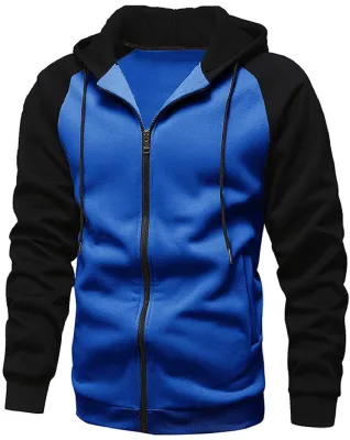 Produktbild von Blauer Fleece-Kapuzenpullover mit Reißverschluss für Herren, Größe M