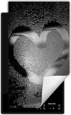 Produktbild von DarHaus Herdabdeckplatte 1 teilig 30x52 cm Anti Rutsch Matte Aufrollbar, grau - Herz - Tropfen