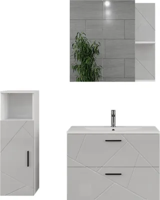 Image de Ensemble de meubles de salle de bains Vicco Irma blanc/blanc brillant 4 pièces, Model 56334