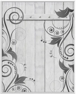Produktbild von Wallario Wandbild Graue Holztür mit Schnörkelmuster, Größe: 40,30 x 50,30 cm, Poster mit weißem Aluminiumrahmen