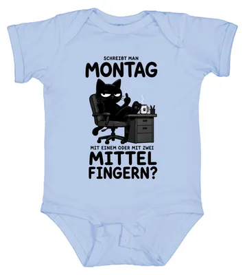 Immagine prodotto di "Maglietta con scritta 'Lunedì', stile sarcastico, per neonati, taglia 0/3 mesi, colore azzurro."