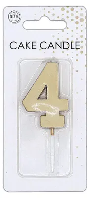 Obrázok produktu pre Číselná sviečka na tortu, 4,5 cm, zlatá, 4