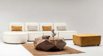 Produktbild von Ecksofa Modulares Counch Sektionssofa L form Beige Stoff Sofa Design