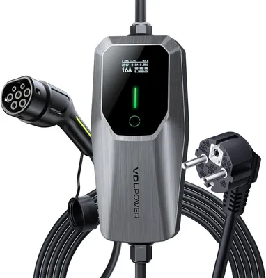 Immagine prodotto di Caricatore EV di tipo 2, 3,6 kW, cavo di ricarica, caricatore per veicoli elettrici, 16 A, 5 m, monofase, con spina EU Schuko, grado di protezione IP65 (IEC 62196-2)