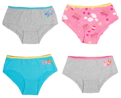 Produktbild von Paw Patrol - Unterhose für Mädchen Kinder Panty Slip Unterwäsche Grau/Blau/Rosa (4er Pack) 110-116