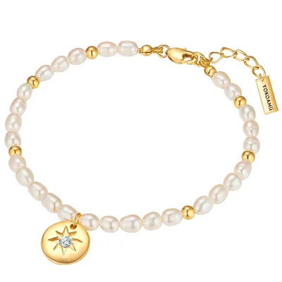 Produktbild von Yokoamii Armband Metall Zirkonia Süßwasser-Zuchtperle 17,0 cm Basislänge + 3,0 cm Verlängerung 50020152