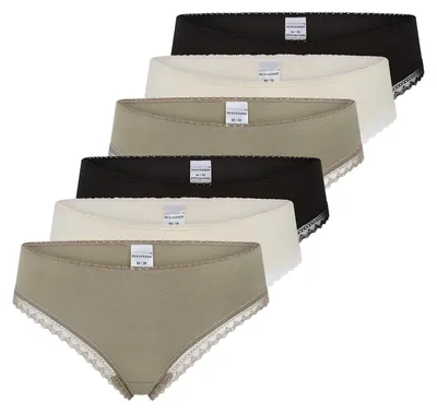 Produktbild von Schiesser Damen String Modern 6-Pack creme,grün,schwarz - Größe 46