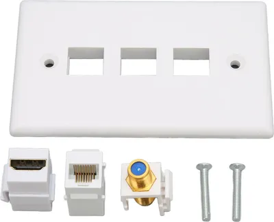 Obrázek produktu pro Nástěnná deska KIMISS s připojením Cat6 Ethernet a typem F pro HDTV 3portová multifunkční zásuvka pro domácí kino