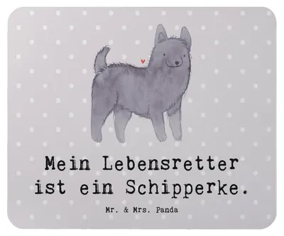 Produktbild von Mr. & Mrs. Panda Mauspad Schipperke Lebensretter - Grau Pastell - Geschenk, notebook, Mouse Pad, mousematte, Mousepad, pc, Belgische Hunderasse