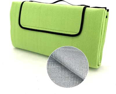 Produktbild von heimtexland XL Picknickdecke wasserdicht Outdoor Strandmatte Isomatte waschbar Campingdecke faltbar mit Tragegriff Festival Zelten Picknick Strand Decke Typ549 Hellgrün 200x200 cm