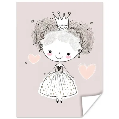 Produktbild von MuchoWow® Poster Prinzessin - Kinder - Mädchen - Krone - Kleid 60x80 cm - Schlafzimmer Dekoration
