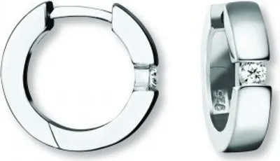 Produktbild von Creole Zirkonia 925/- Silber rhodiniert O 15,6 x 3,7 mm