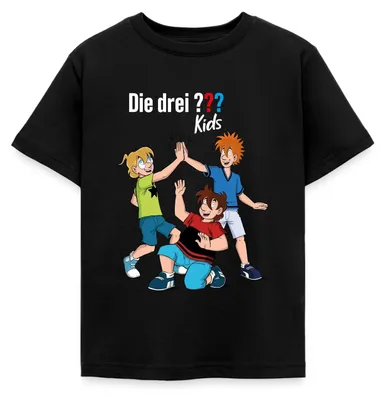 Produktbild von Spreadshirt Die Drei Fragezeichen Kids Detektive Team Kinder T-Shirt, 122/128 (7-8 Jahre), Schwarz