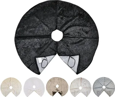 Produktbild von Kuschlige Christbaumdecke Rund Ø 90cm Weihnachtsbaumdecke Weihnachtsbaum Decke Tannenbaum Unterlage, Farbe:Schwarz / Ornamente