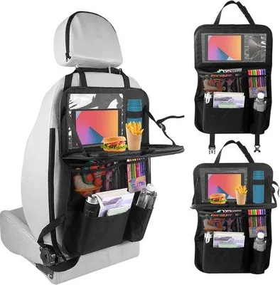 Obrázek produktu pro Organizér do dětského autosedačky se sklopným stolkem a mnoha kapsami, chránič opěradla, taška na sedadlo spolujezdce s kapsou na tablet