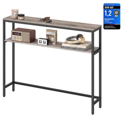 Obrázok produktu pre VASAGLE Konzolový stolík, úzky príkonzový stolík s 2 odkladacími plochami, 20 x 100 x 80 cm, farba: prírodná