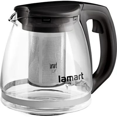 Obrázek produktu pro LAMART LT7025 Skleněná čajová konvice, obsahuje nerezové sítko, materiál sklo, plast, objem 1,1l, 12,5 dno; výška 14 cm