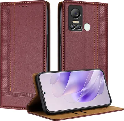 Produktbild von Handyhülle für itel S18 / itel Vision 5 Leder Flip Klappbare Schutzhülle mit Standfunktion Dunkelrot