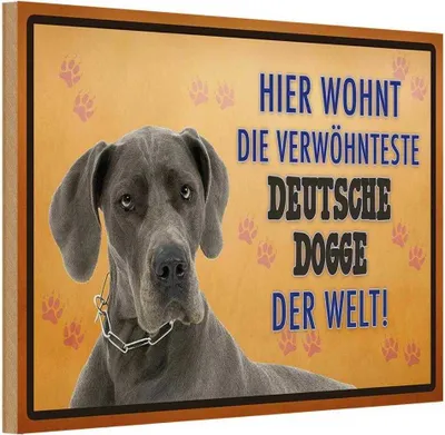 Produktbild von vianmo Holzschild 20x30 cm Hund hier wohnt Deutsche Dogge Tier Haustier