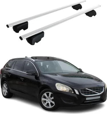 Obrázek produktu pro Střešní nosič pro Volvo V60 2011-2018 Základní nosič kovový stříbrný ABE 2x
