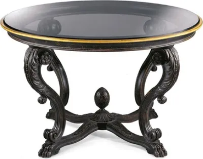 Produktbild von Casa Padrino Luxus Barock Esstisch Antik Schwarz / Antik Gold - Runder Barockstil Massivholz Esszimmertisch mit Glasplatte - Barock Esszimmer & Hotel Möbel - Luxus Qualität -  Italy