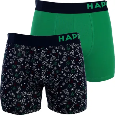 Produktbild von Happy Shorts Herren Retro Pants 2-Pack Trunks - Mid Blue Blockstripe - Größe M