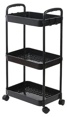 Image de Verk 27259 Etagère sur roulettes, 3 étagères noir