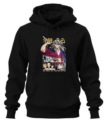 Obrázek produktu pro Kimetsu no Yaiba Tengen Uzui Sound Hashira Gift Uni mikina s kapucí, černá, 3XL