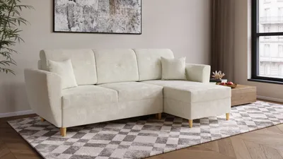 Obrázek produktu pro Rohová rozkládací sedačka OTYLIA béžová - CREMONA 01 - boucle látka
