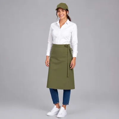 Produktbild von Bistroschürze B 100 x L 80 cm, olive : olive : 65% Polyester 35% Baumwolle