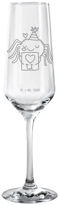 Produktbild von Mr. & Mrs. Panda Glas Spinne Agathe Brief - Transparent - Geschenk, Sektglas mit Gravur, Ich Liebe Dich, Liebesgeschenk, Treuetest, Sektflöte, Champagnerglas, Verliebt