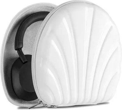Obrázek produktu pro Ochranné pouzdro na sluchátka v designu Seashell s úložným prostorem pro kabel – kompatibilní se sluchátky Sony WH-1000XM5 – pouzdro na sluchátka v bílé barvě