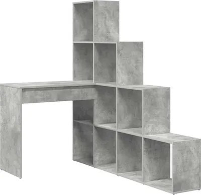 Obrázek produktu pro vidaXL Rohový psací stůl s policí betonový šedý 101,5 x 149,5 x 149,5 cm