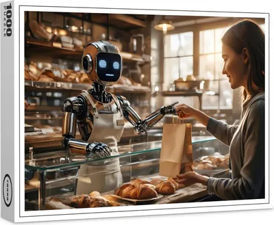 Produktbild von raxxa Premium-Puzzle "Roboter in der Bäckerei", 1000 Teile